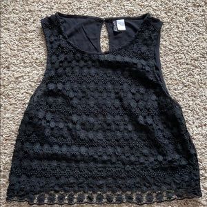 Black Floral Crochet Crop Top!